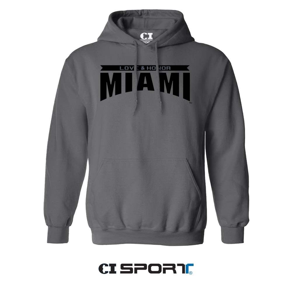 Miami University RedHawks Black Tonal Hooded Sweatshirt, Size: 2XL