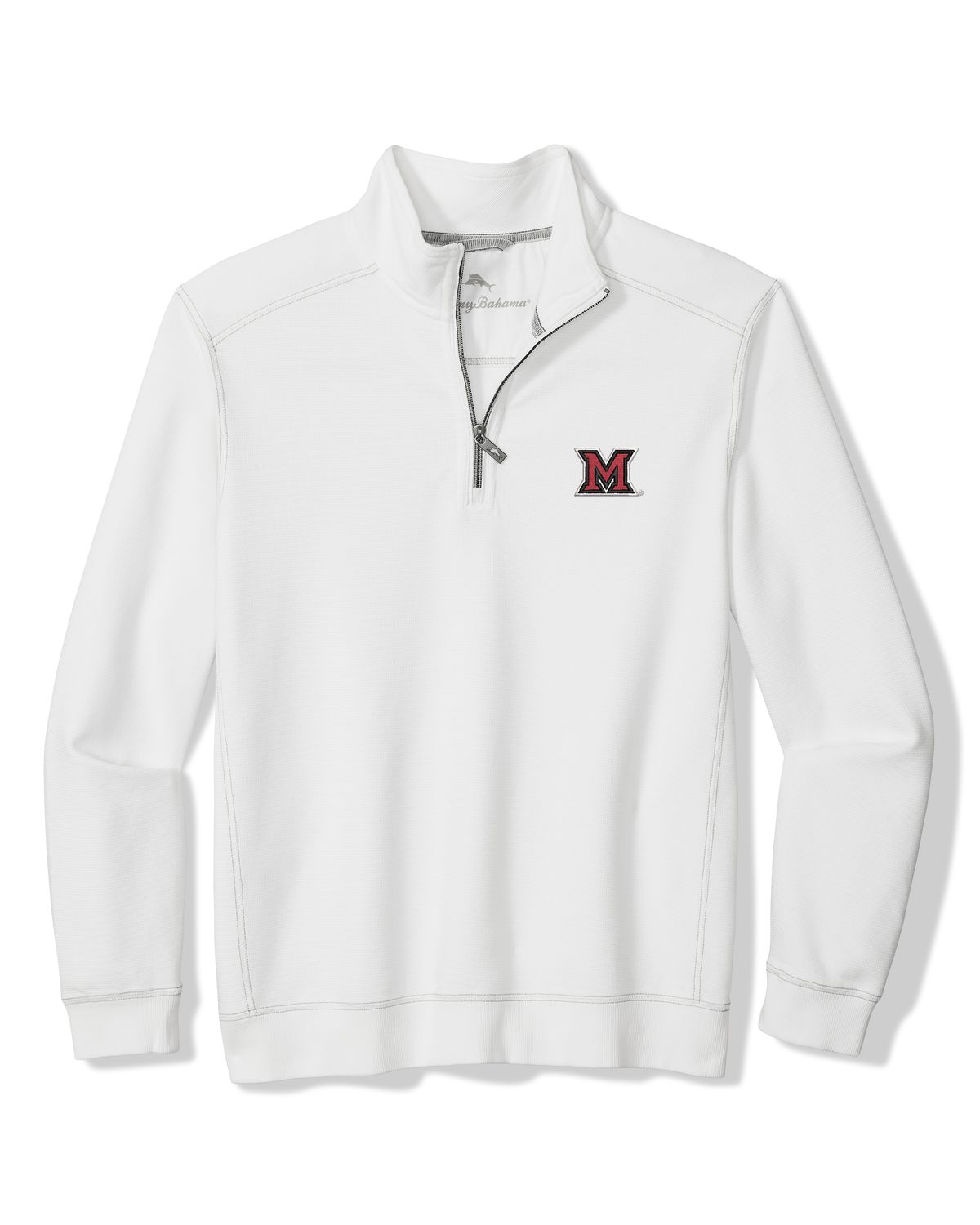 Tommy Bahama Miami University Montego White Quarter-Zip Pullover, Size: S