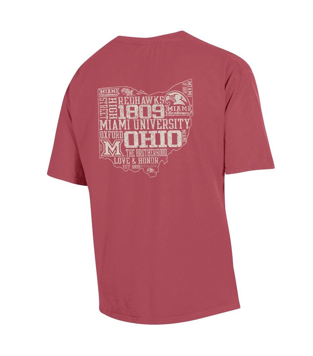 Red Comfort Wash Ohio Outline Short Sleeve Tee, Size: 2XL