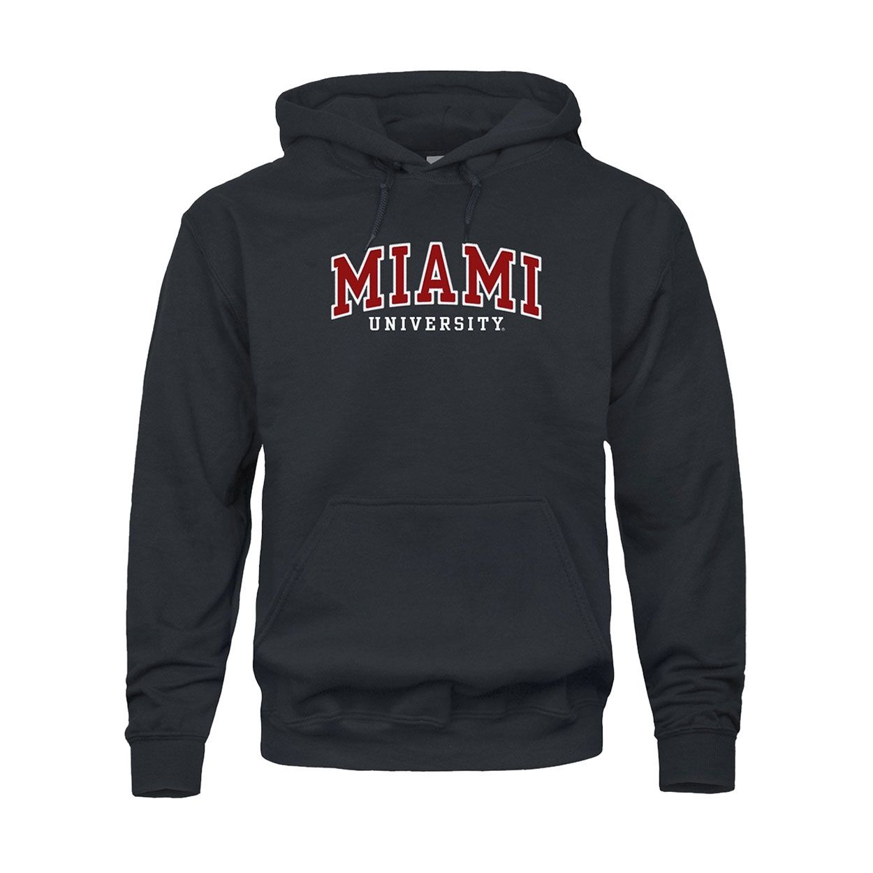 Miami University Tackle Twill/Embroidered Hoodie, Color: BLACK, Size: 2XL