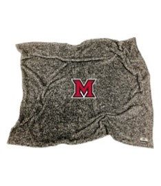 Miami University Embroidered Sherpa Blanket, Color: BLACK