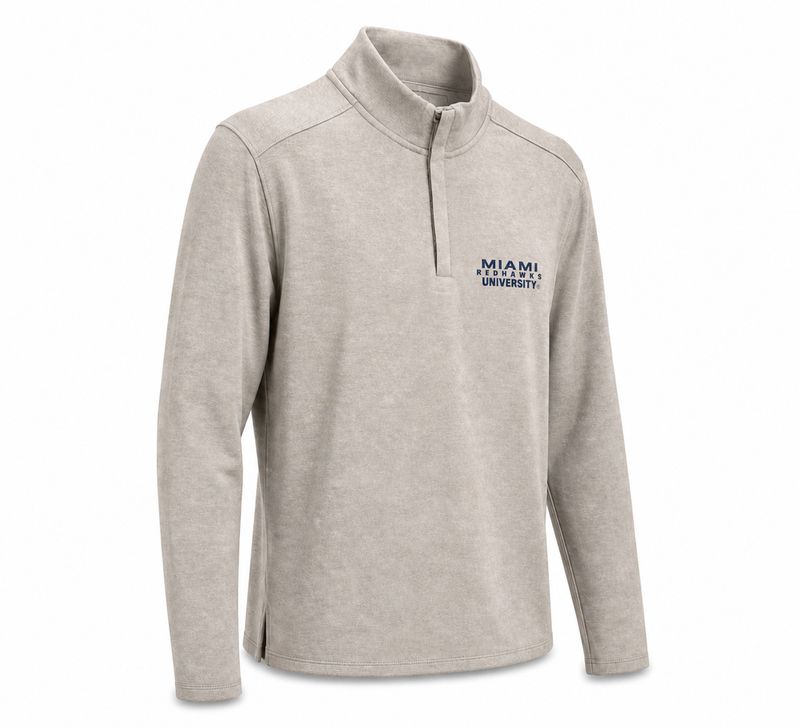 Under Armour Miami University RedHawks Men’s Quarter-Zip Pullover – Oatmeal