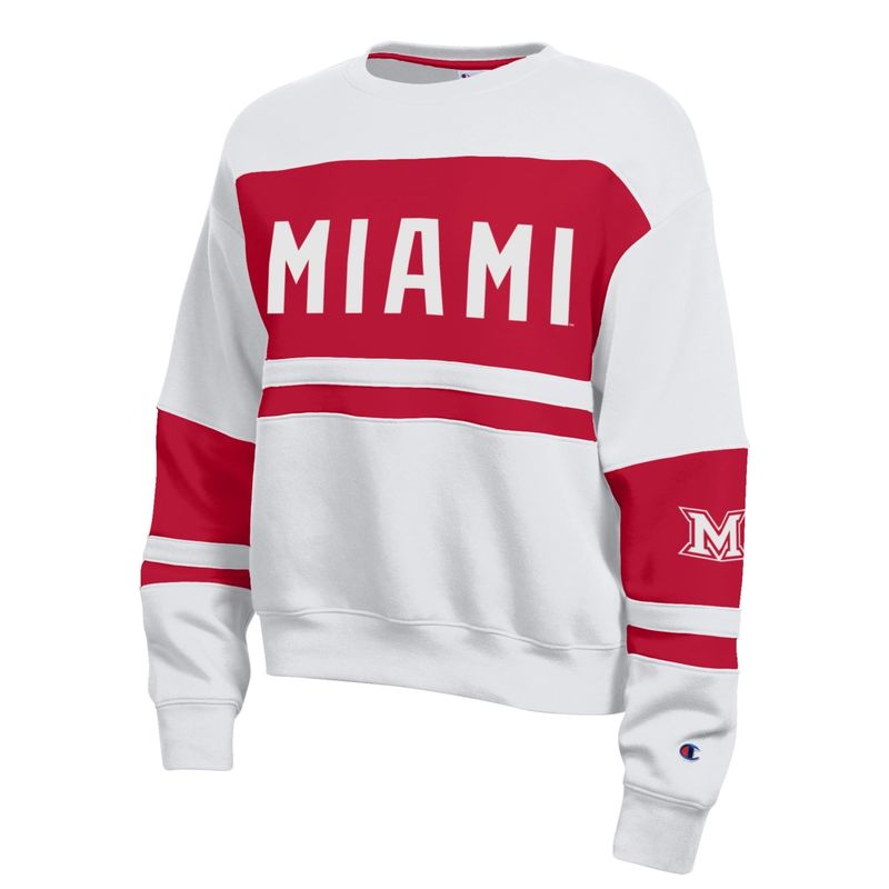 Champion Women's Miami University Color Block Crewneck Sweatshirt