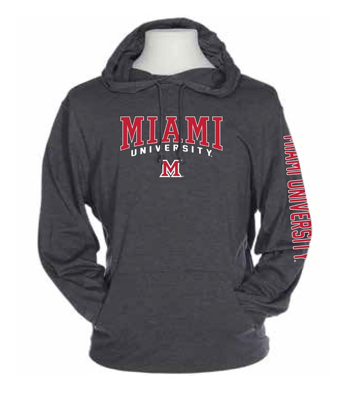 Miami University Charcoal Long Sleeve Hood, Size: 2XL