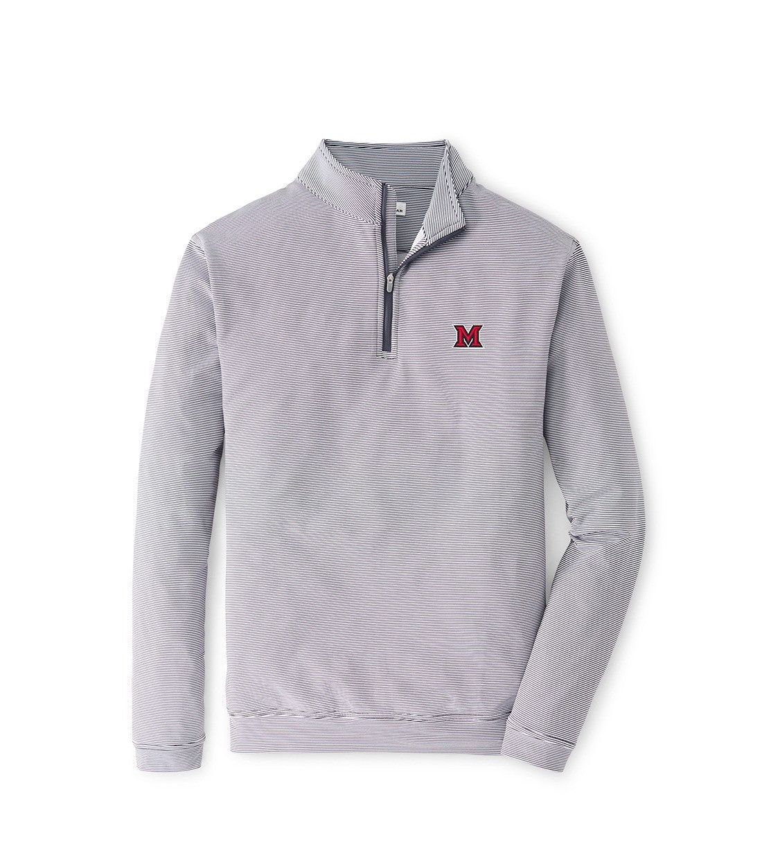Peter Millar Sugar Striped 1/4 Zip, Color: GRAY, Size: 2XL