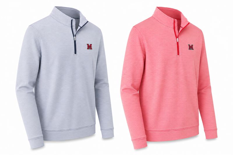 Peter Millar Miami RedHawks Sugar Striped Performance 1/4 Zip