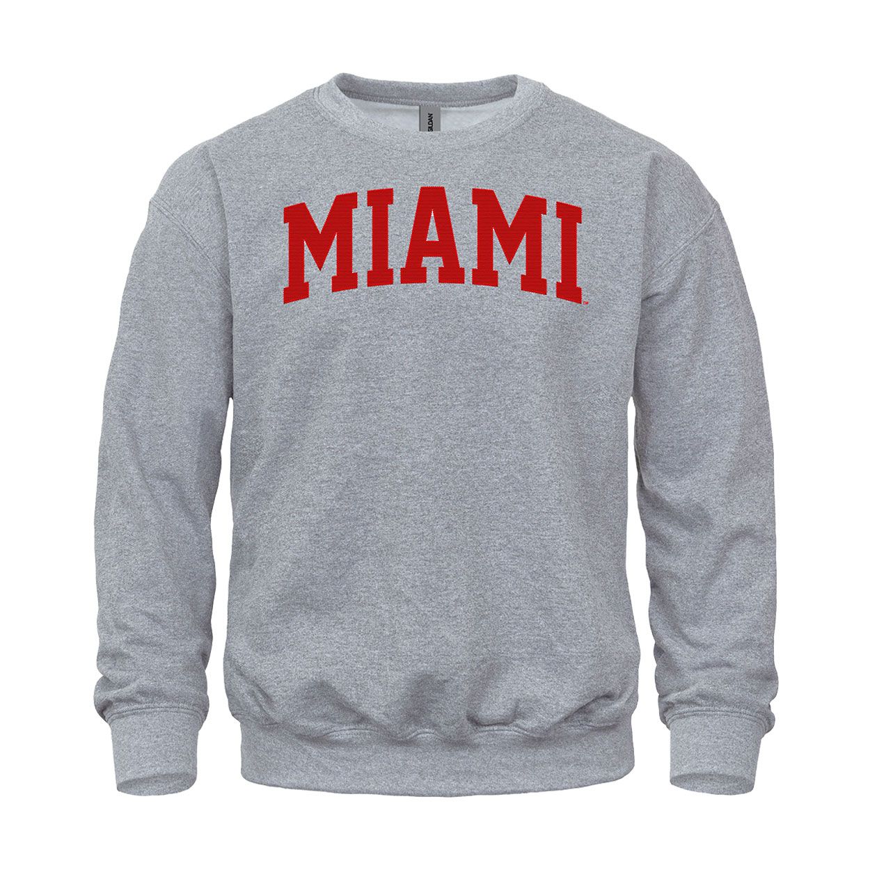 Miami University RedHawks Sewn Arch Miami Crewneck Sweatshirt, Color: GRAY, Size: S