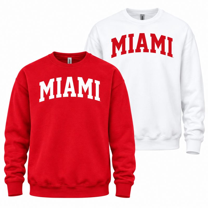 Miami University RedHawks Sewn Arch Miami Crewneck Sweatshirt