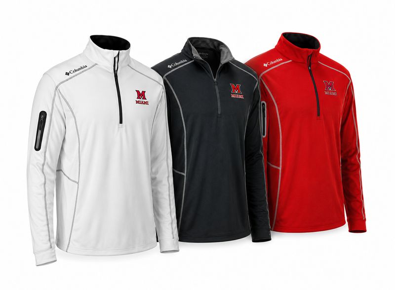 Columbia Miami University RedHawks Omni-Wick Shotgun 1/4 Zip Pullover – Black, Red, White