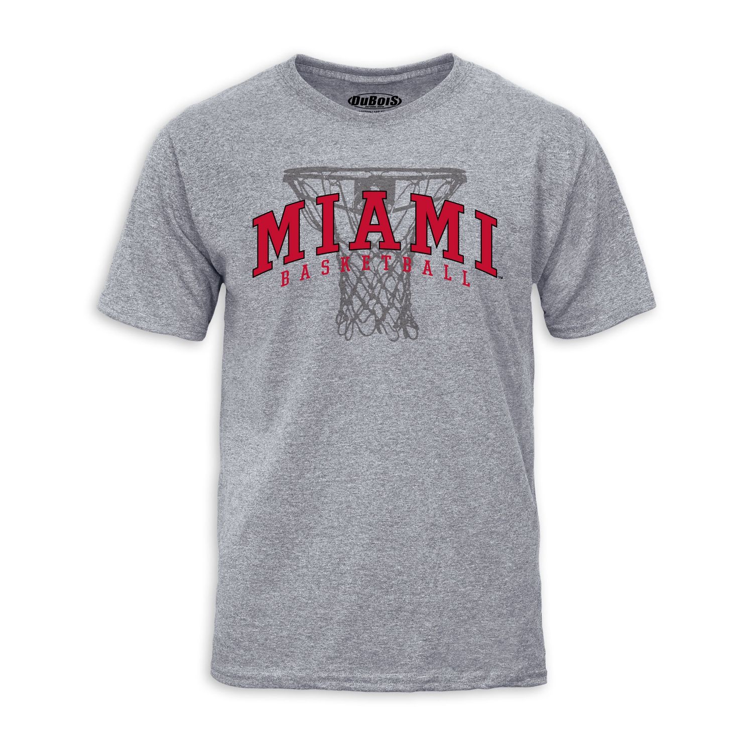 Miami University Basketball T-Shirt — Grey Net Graphic Tee, Size: S
