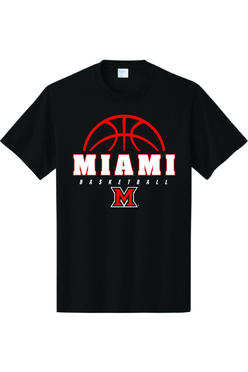 Miami University Basketball T-Shirt — Black Half Basketball Graphic Tee, Color: Black, Size: S