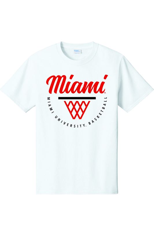 Miami University Basketball T-Shirt — White Net Graphic Tee
