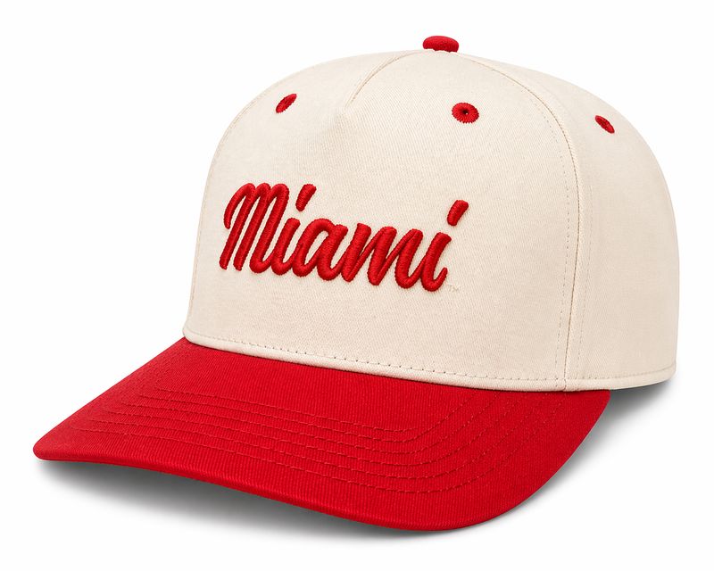Legacy Miami University RedHawks Script Miami Heritage Adjustable Hat – HTA Twill Stone/Scarlet