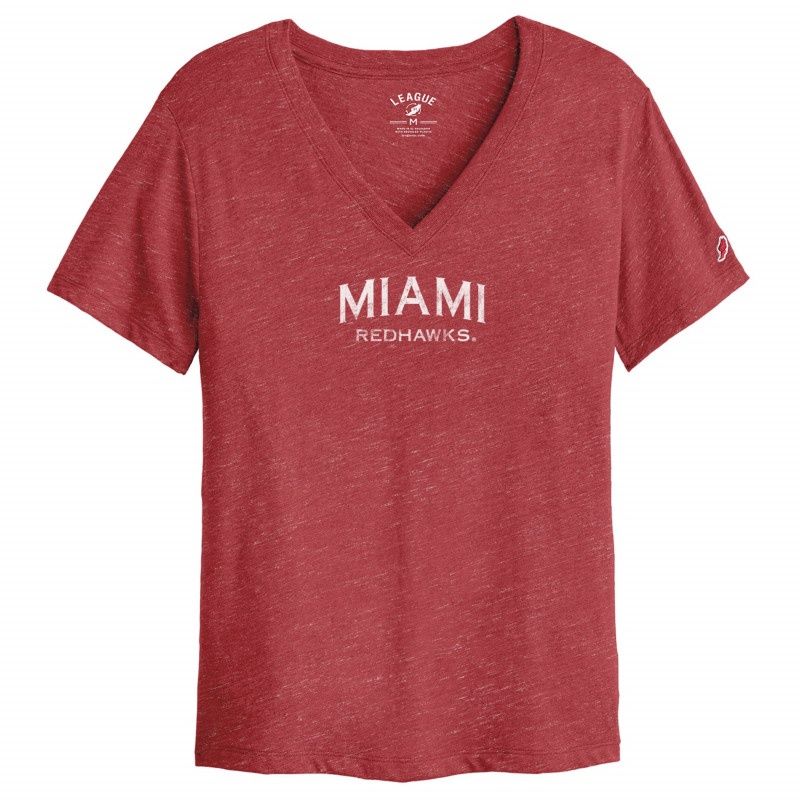 Women's Heather Red V-Neck SST, Size: S