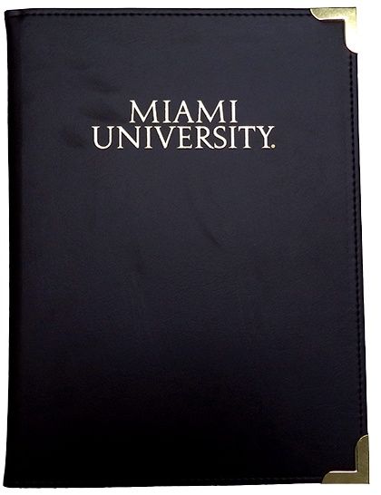 Black gold embossed padfolio with Miami University