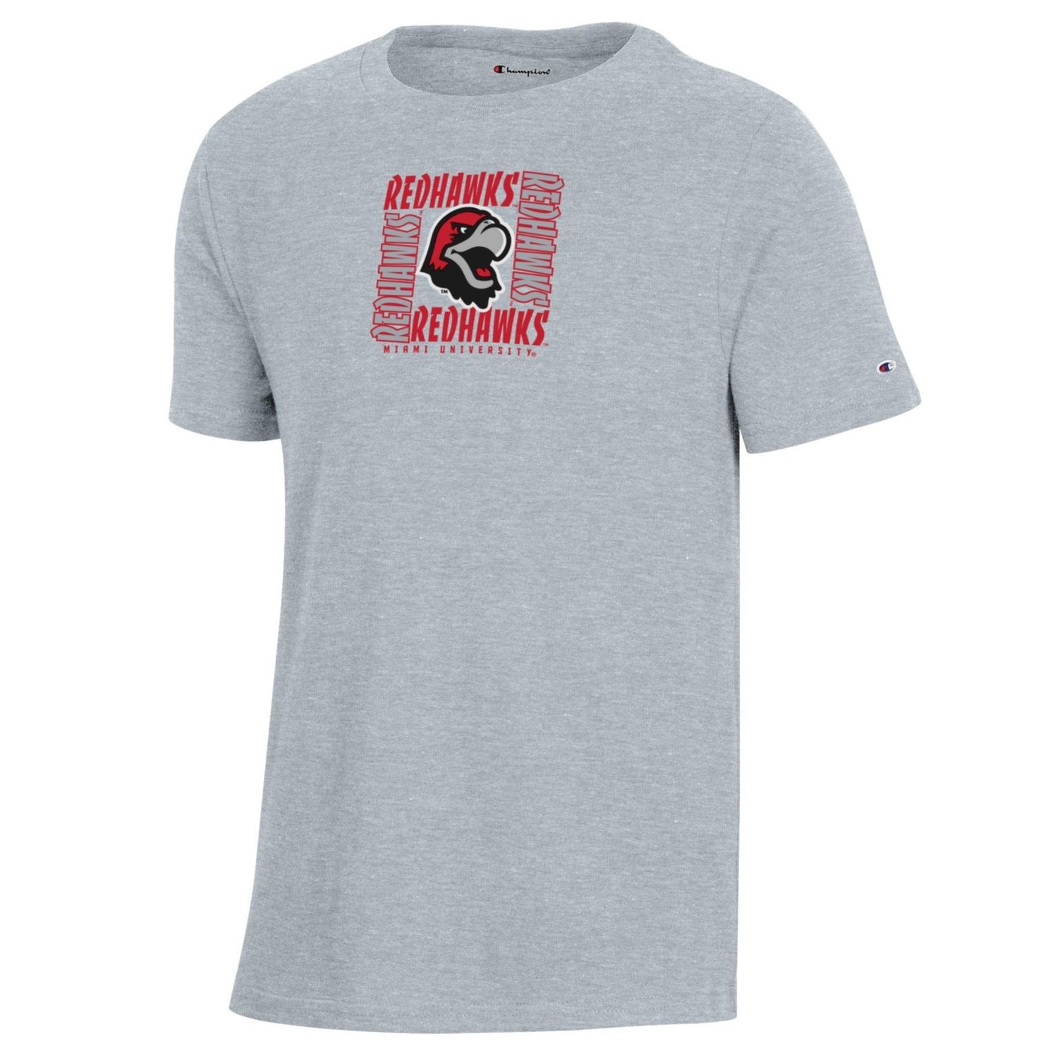 Miami University RedHawks Youth GRAY Short-Sleeve Tee, Size: S