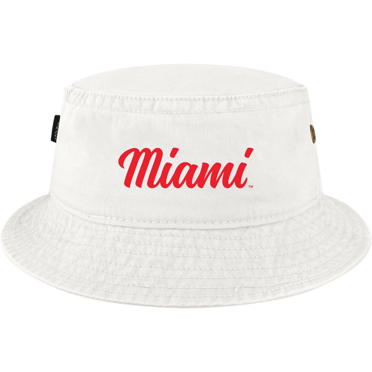 Legacy Miami University RedHawks White Script Bucket Hat