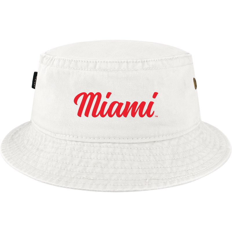 Legacy Miami University RedHawks White Script Bucket Hat
