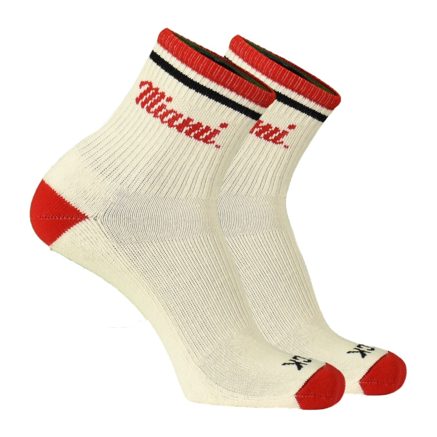 Ivory low crew socks with script Miami, Size: M