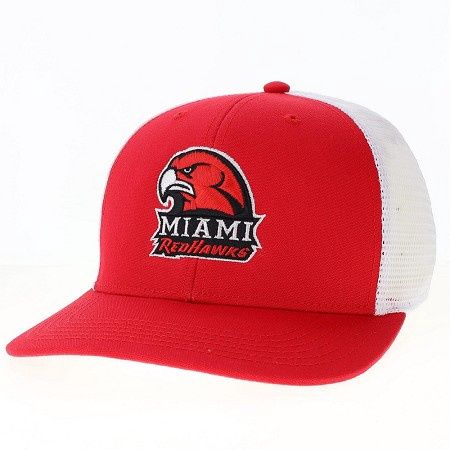 Legacy Miami University RedHawks Hawkhead Trucker Adjustable Hat – MPS Mid-Pro Snapback Red/Black, Color: RED