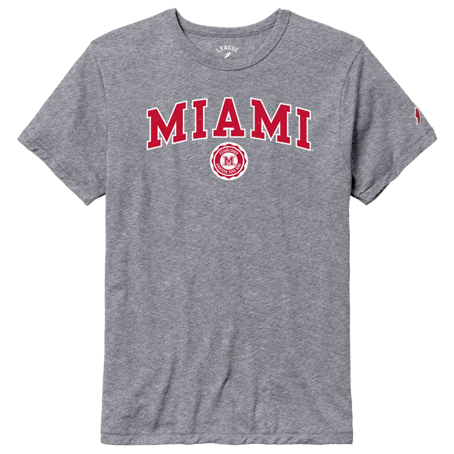 League Miami University RedHawks Gray Victory Falls T-Shirt