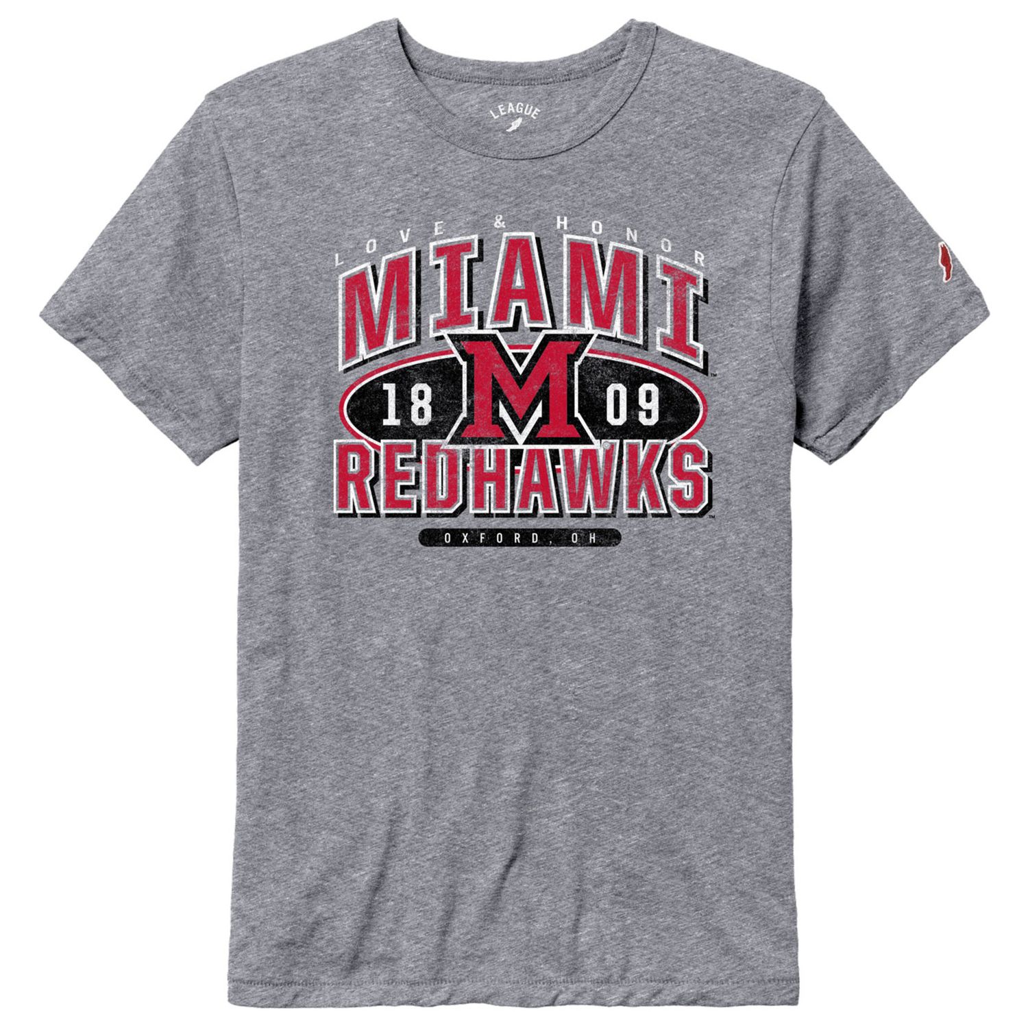 League Miami University RedHawks Gray Love &amp; Honor T-Shirt
