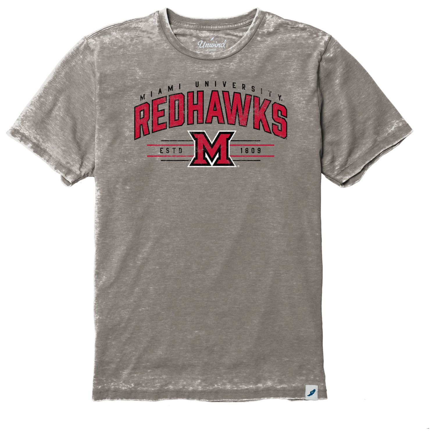 League Miami University RedHawks Gray Burnout T-Shirt