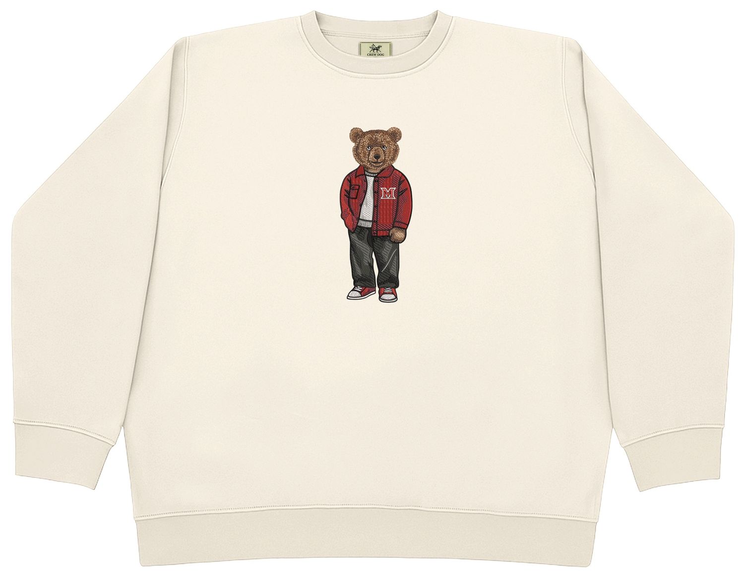 Cream Crew with Embroidered Bear