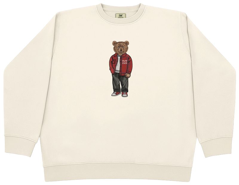 Cream Crew with Embroidered Bear