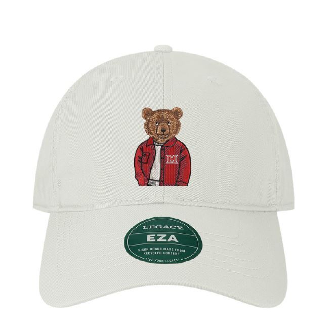 EZA Hat in White with Embroidered Bear