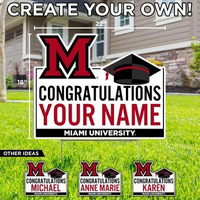 Miami University Congrats Graduate Custom 18" x 22" Lawn Sign DS