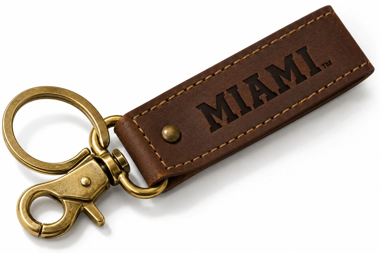 Miami University Brown Leather Keytag