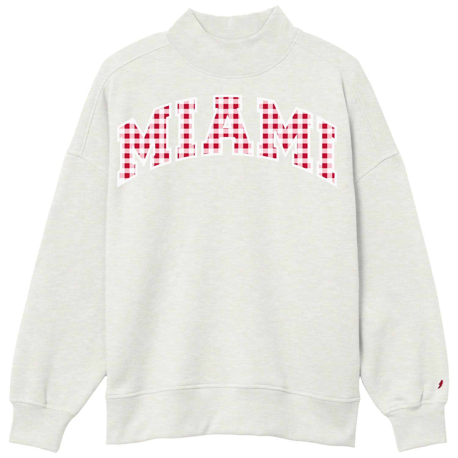 Miami University Women's Gingham Mock Neck Crewneck Sweatshirt, Size: S