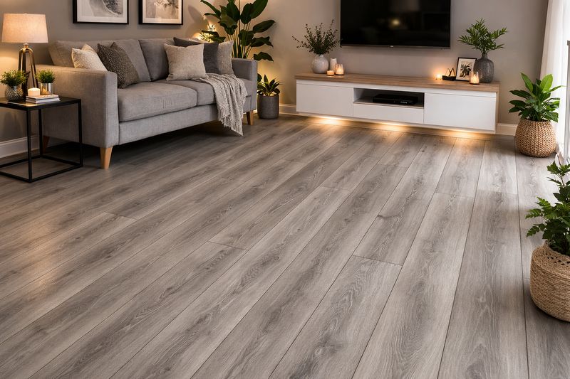 Kronotex Harbour Oak Grey Laminate Flooring 12mm AC5