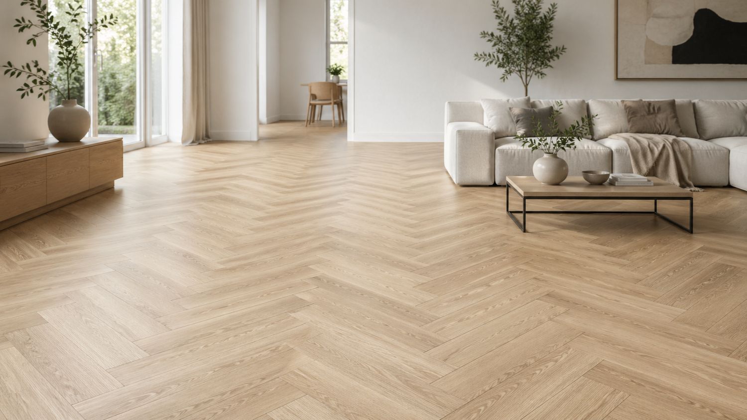 Herringbone Desert Oak Laminate Flooring 12mm