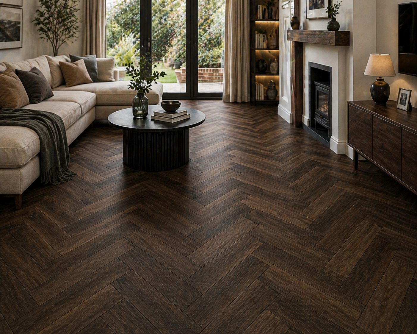 Herringbone Coffee Oak Laminate Flooring 12mm