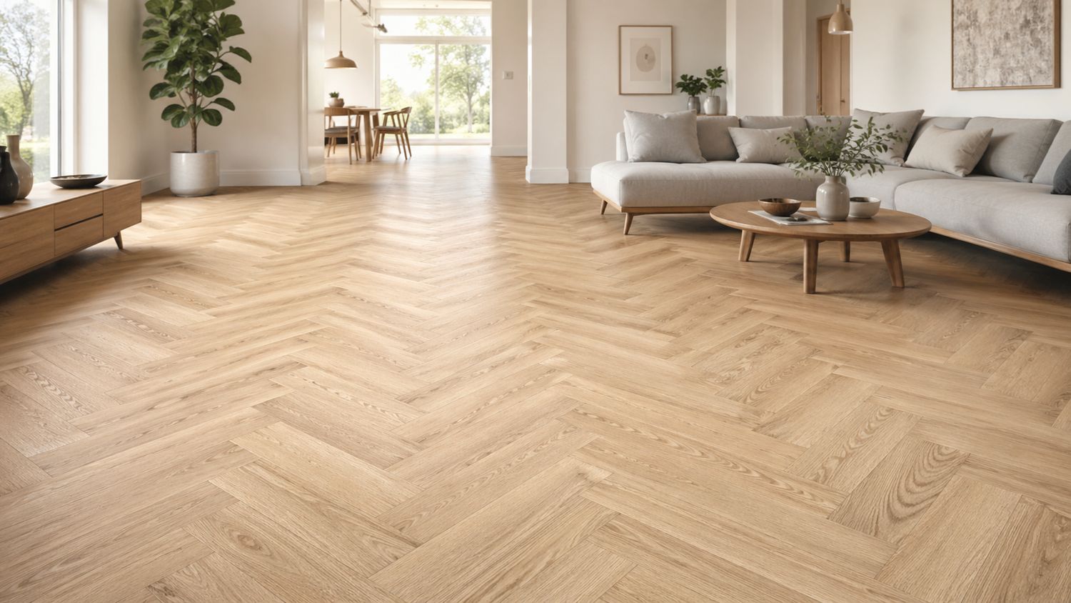 Denver Oak Herringbone Laminate Flooring 8mm
