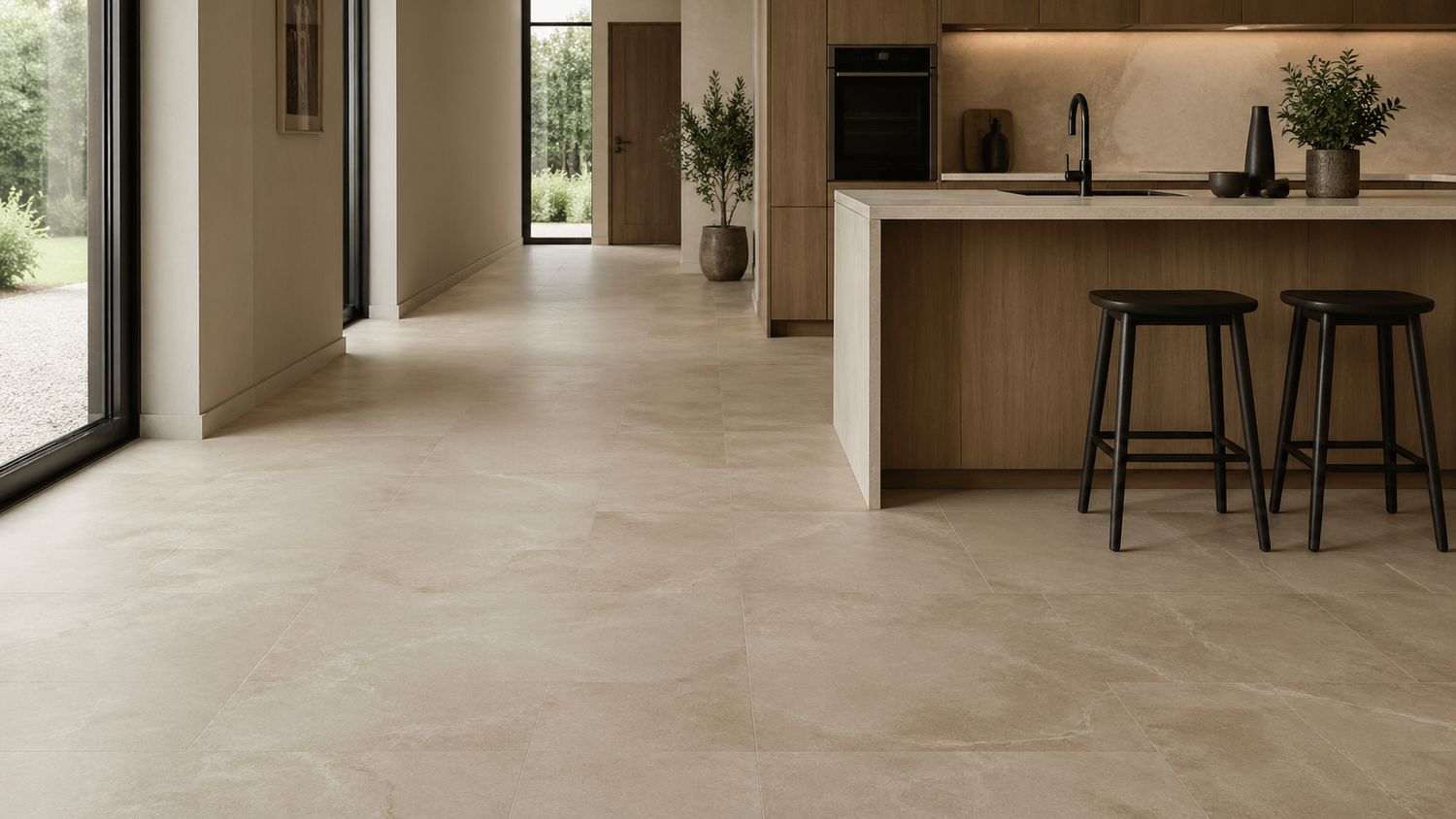 LignumCore Beige Slate Rigid Vinyl Tile Flooring 5.5mm SPC