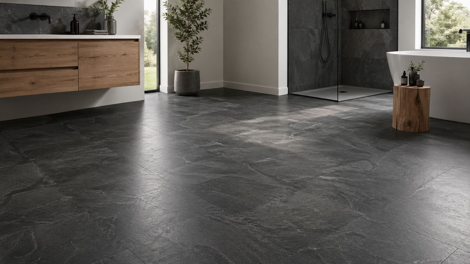 LignumCore Charcoal Slate Rigid Vinyl Tile Flooring 5.5mm SPC