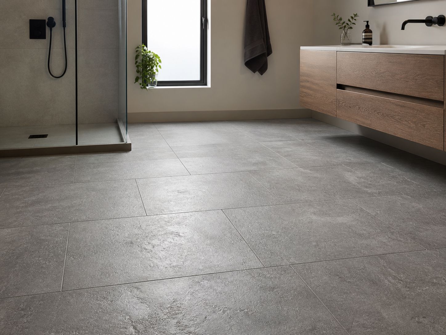 Firmfit Pre-Grouted Stone Effect Tile Vinyl Flooring XT-4003