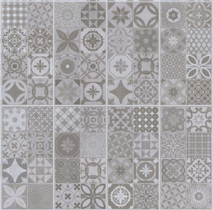 Firmfit Grey Encaustic Pattern Tile Vinyl Flooring CAH-4078
