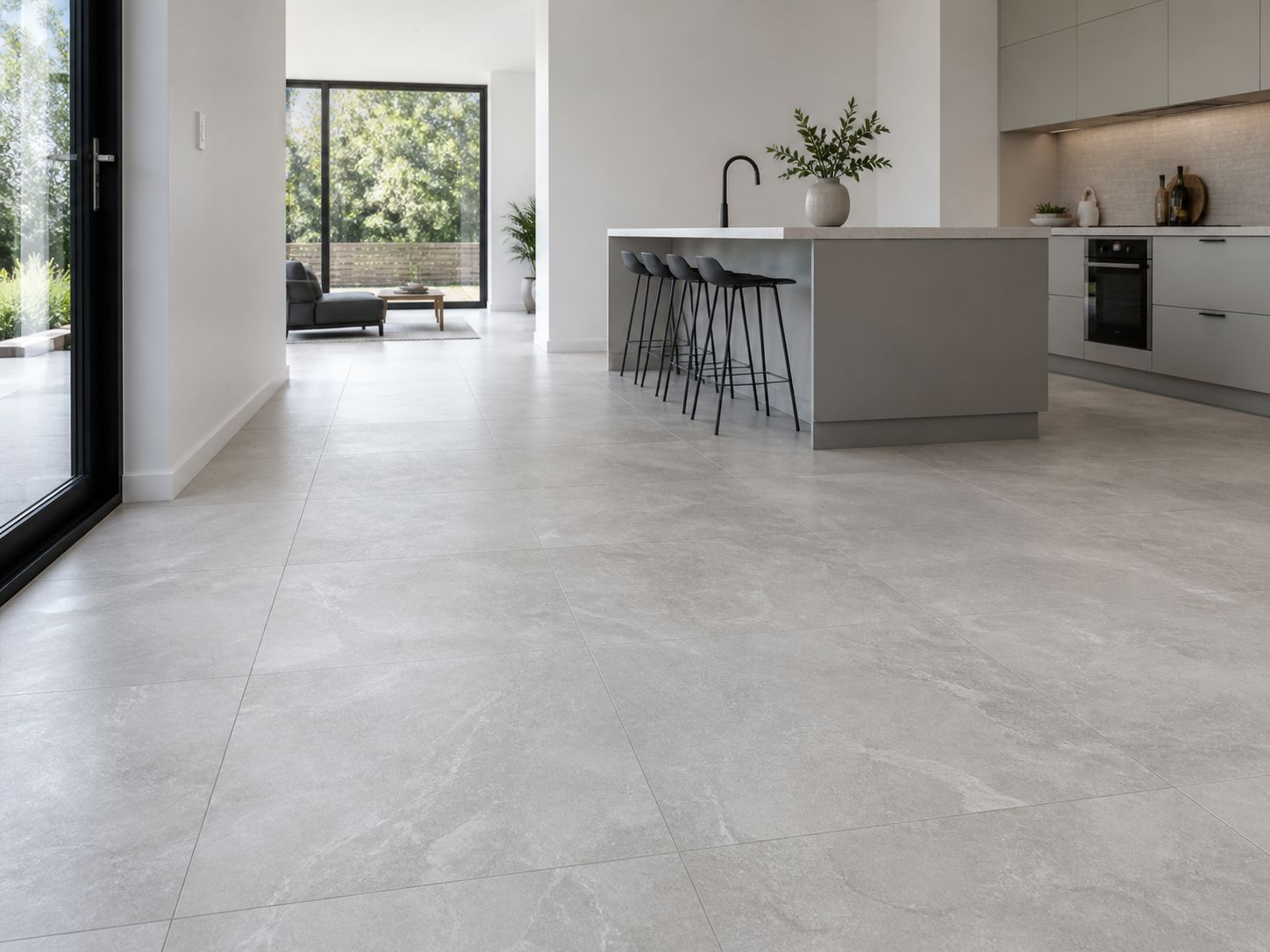 Firmfit Light Grey Stone Effect Tile Vinyl Flooring LT-2464