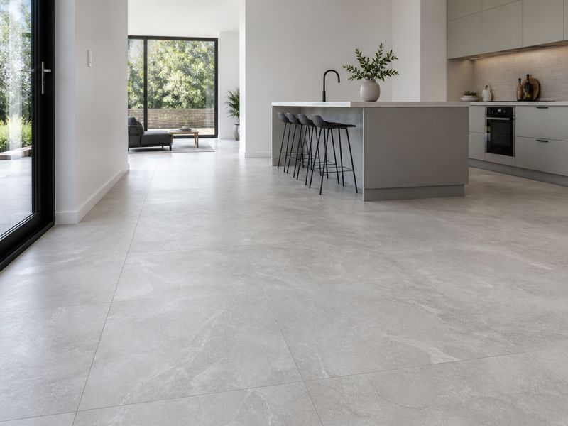 Firmfit Light Grey Stone Effect Tile Vinyl Flooring LT-2464