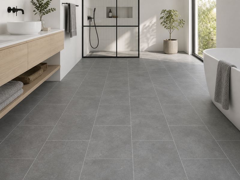 Firmfit Grey Stone Effect Tile Vinyl Flooring LT-2466