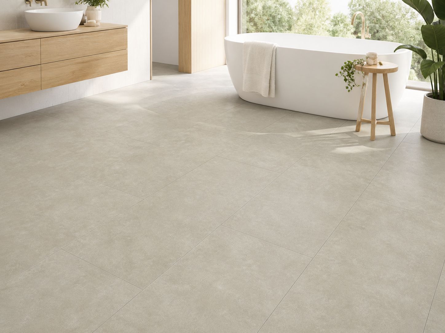 Firmfit Light Grey Stone Effect Tile Vinyl Flooring LT-2463