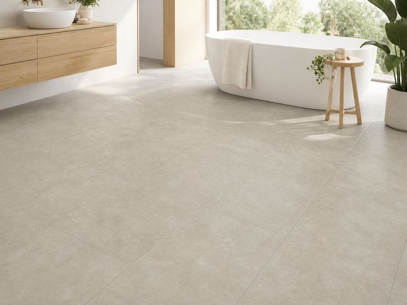 Firmfit Light Grey Stone Effect Tile Vinyl Flooring LT-2463