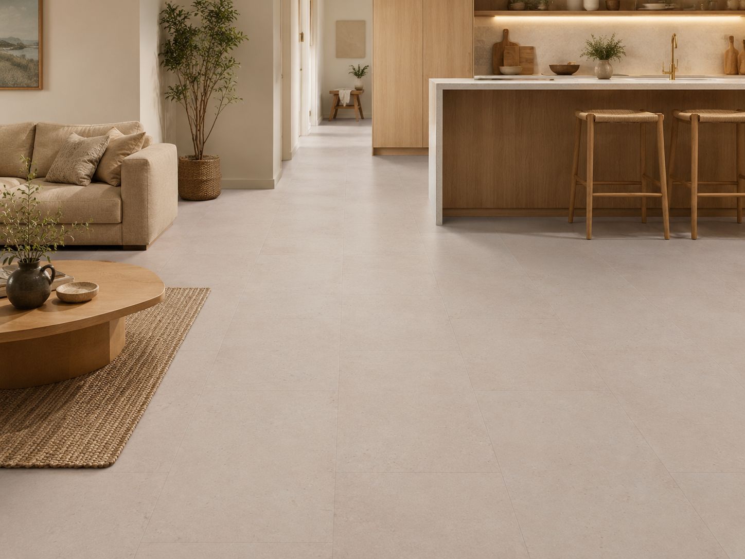 BerryAlloc Delhi Warm Beige Stone Zenn 30 Vinyl Tile Flooring
