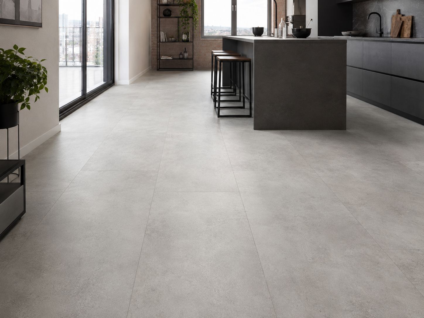 BerryAlloc Fuji Light Grey Concrete Zenn 30 Vinyl Tile Flooring