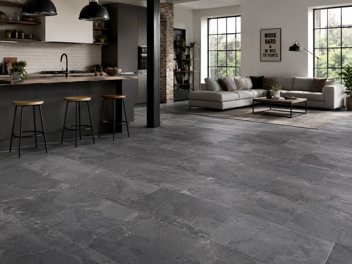 Organic Classic Moon Slate Tile 8mm Laminate Flooring Organic Classic Moon Slate Tile 8mm Laminate Flooring