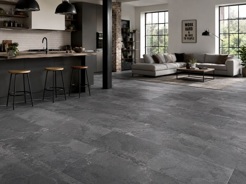Organic Classic Moon Slate Tile 8mm Laminate Flooring
